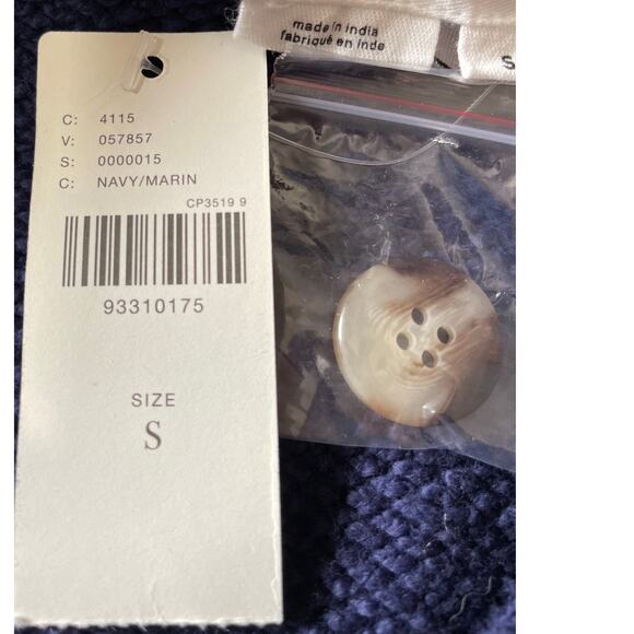 NWT By Anthropologie Bouclé Shacket Shirt Jacket Navy Button Front S - Picture 3 of 7